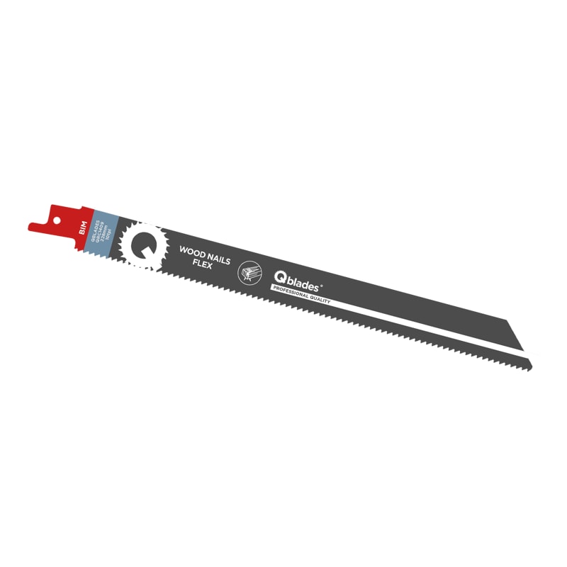 Qblades Reciprozaagblad Hout met spijkers, Felxibel, BIM, 10tpi - 228mm