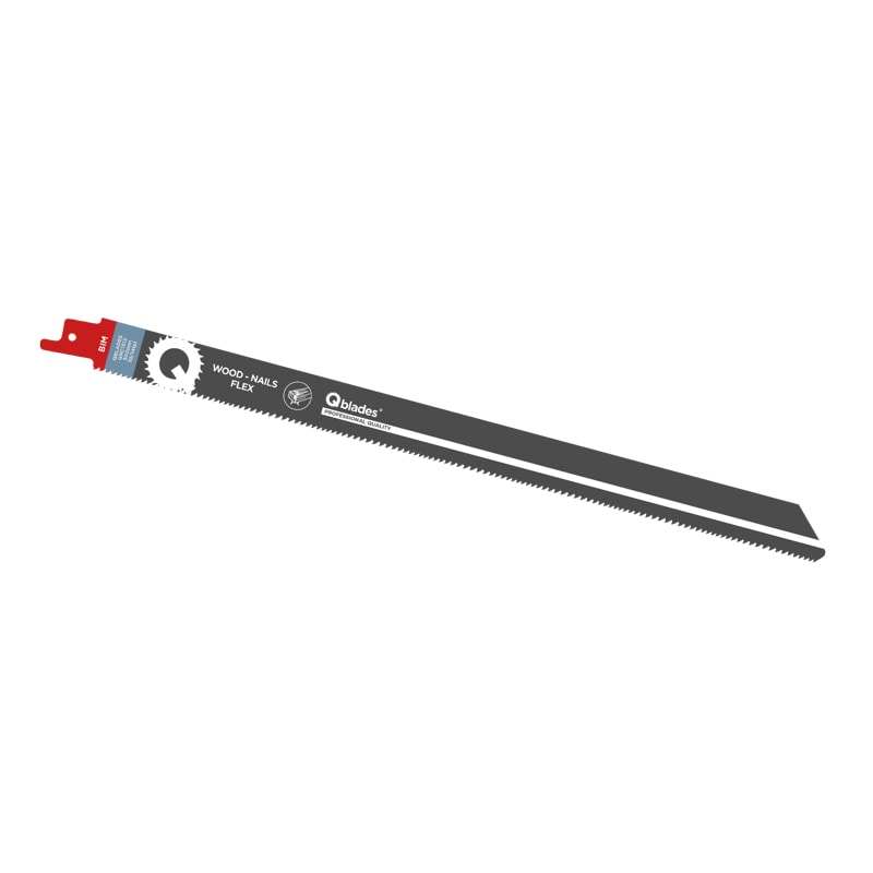Qblades Reciprozaagblad Hout met spijkers, Flexibel, BIM, 10/14tpi - 304mm
