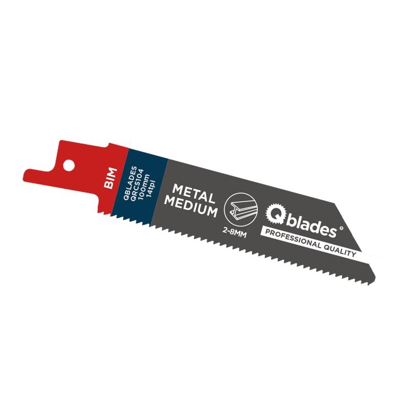 Qblades Reciprozaagblad Medium Metaal, Staal tot 8mm, BIM, 14tpi - 100mm