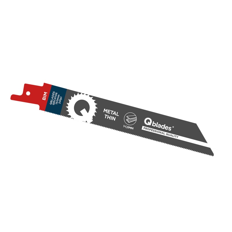Qblades Reciprozaagblad Dun Metaal, Staal tot 1,5mm, BIM, 24tpi - 150mm