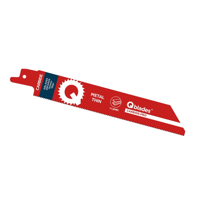 Qblades Reciprozaagblad Dun Metaal, Staal tot 1,5mm, CARB, 18tpi - 150mm, 50x longer life