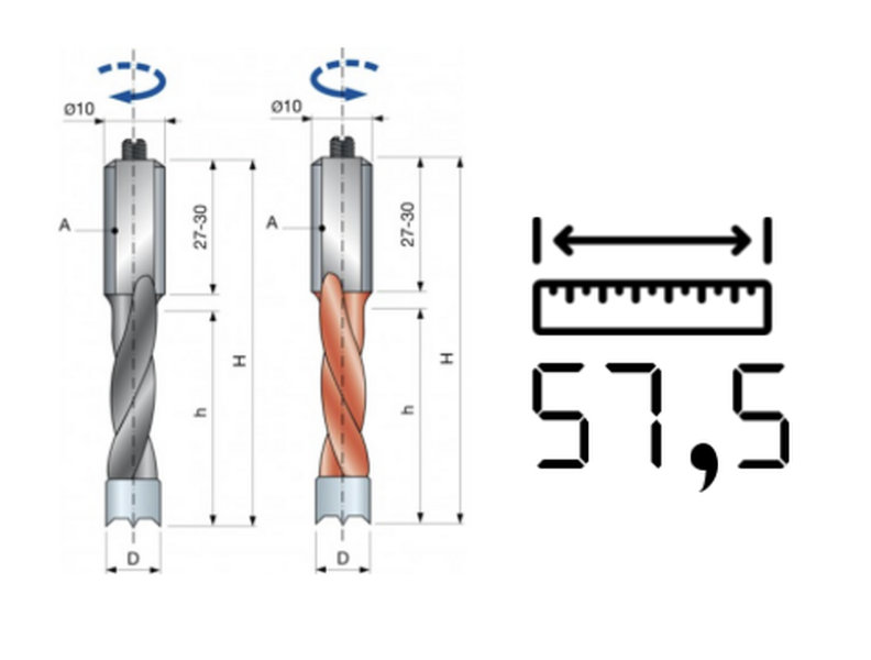 HM drevelboor L=57.5 mm