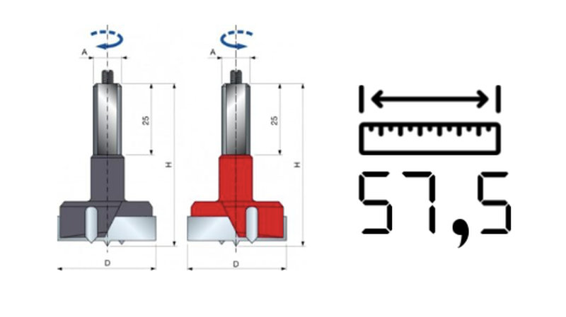 HM beslagboor L=57,5 mm
