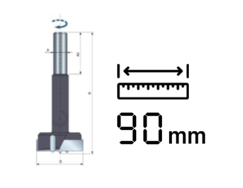 HM beslagboor L=90 mm
