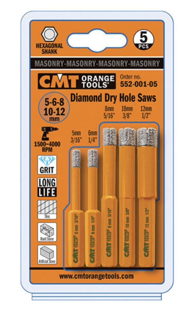 5-delige set DP diamant droogboor 5-6-8-10-12 mm