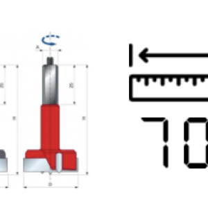 HM beslagboor L=70 mm